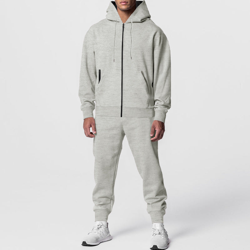 Herren nan zweiteiliges Trainingsset mit Reißverschluss-Kapuzenjacke und tapered Jogginghose Drune