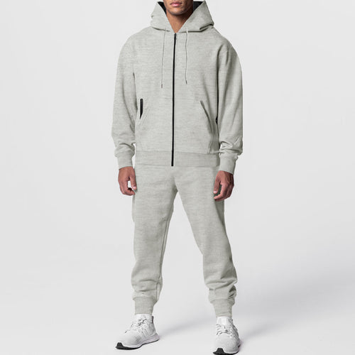 Herren nan zweiteiliges Trainingsset mit Reißverschluss-Kapuzenjacke und tapered Jogginghose Drune