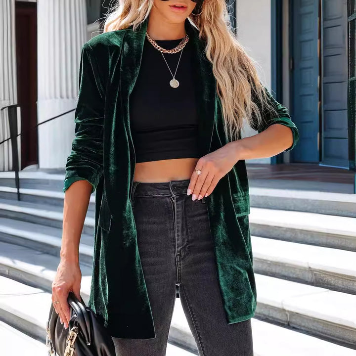 Damen lässiger Longcardigan mit seitlichen Taschen und offenem Schnitt Drune