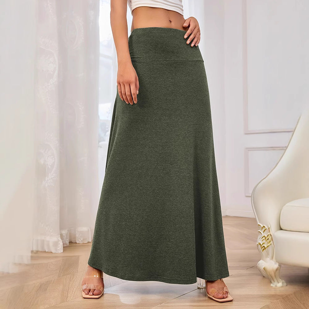 Damen Maxirock mit eleganter A-Linie und hohem Taillenbund Drune