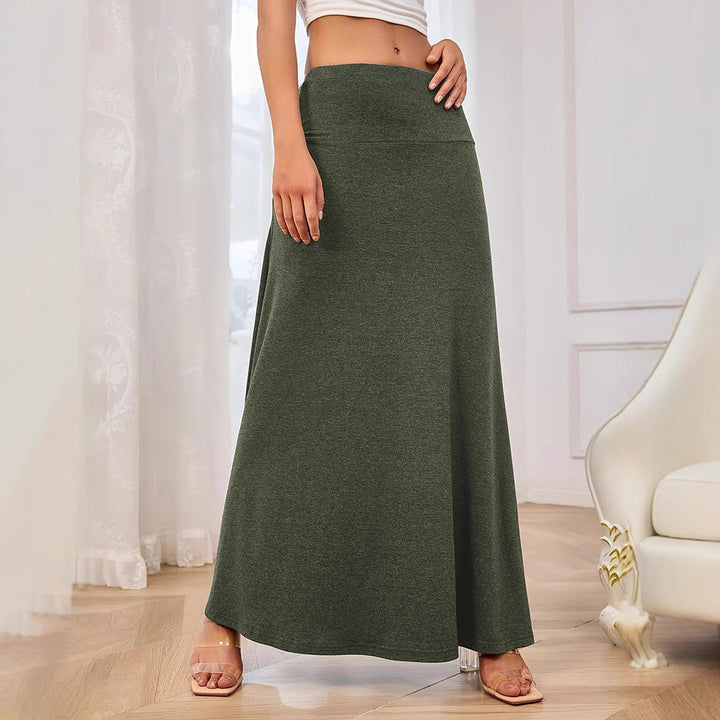 Damen Maxirock mit eleganter A-Linie und hohem Taillenbund Drune