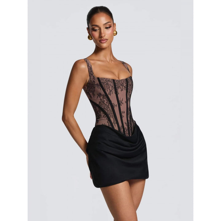 Damen Abendkleid mit Corsagen-Oberteil und Rüschenrock Drune