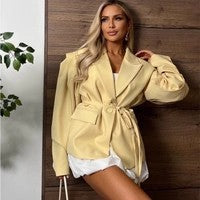Damen eleganter Oversized-Blazer mit Gürteldetail Drune