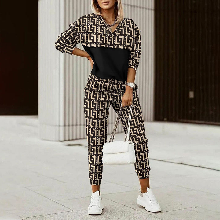 Damen modisches Set mit geometrischem Muster Drune