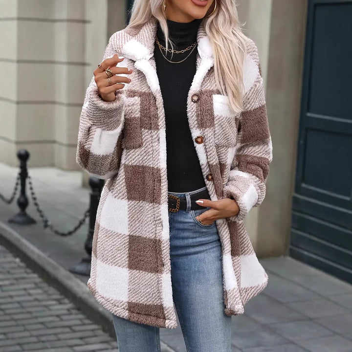 Damen Oversized Karofleecejacke Drune