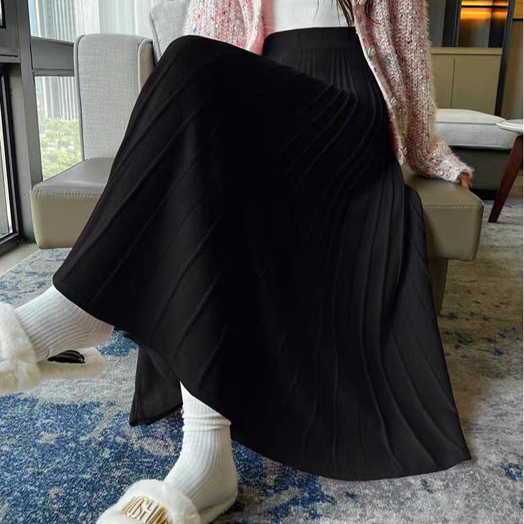 Damen Plissierter Maxirock aus weichem Material Drune