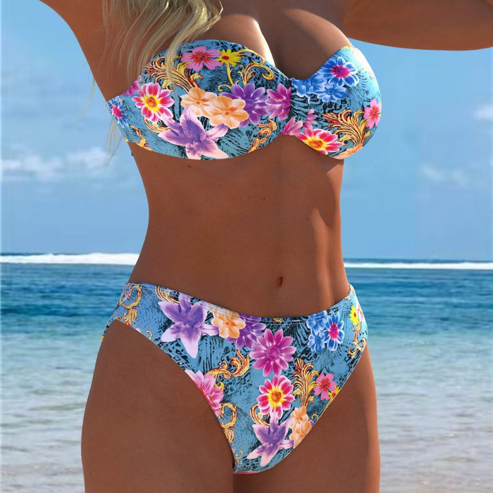 Damen Bikini-Set mit einem eleganten Bustier-Oberteil und hohem Beinausschnitt Drune