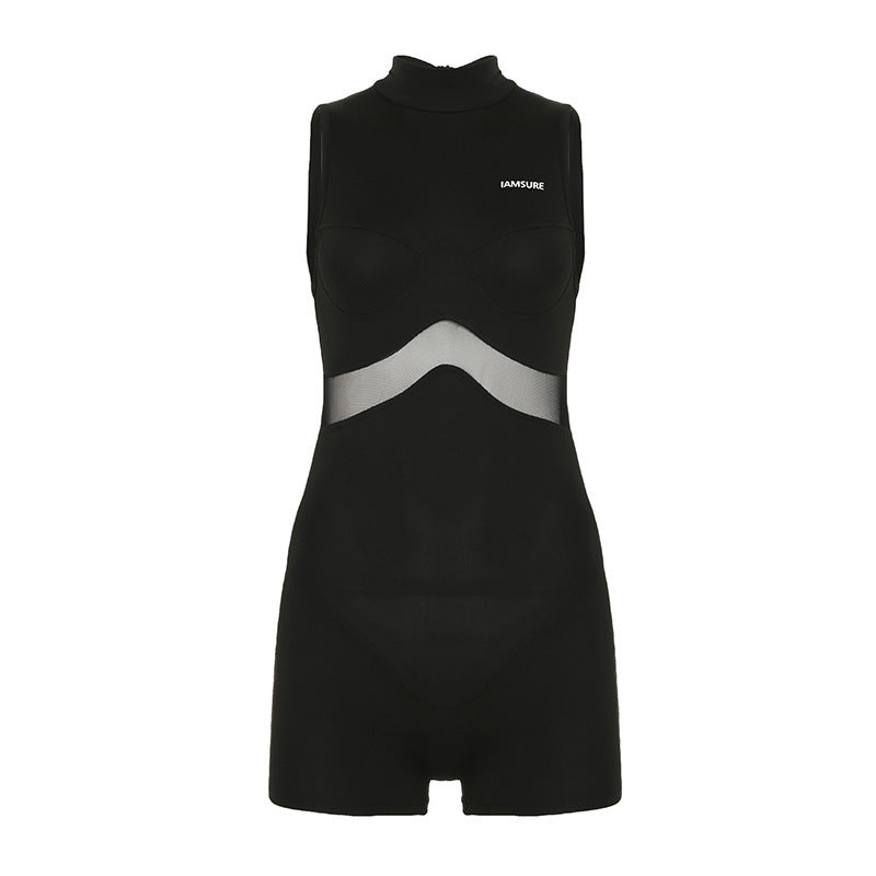 Damen Sportlicher Body mit hohem Kragen und innovativen Kompressionsdetails Drune