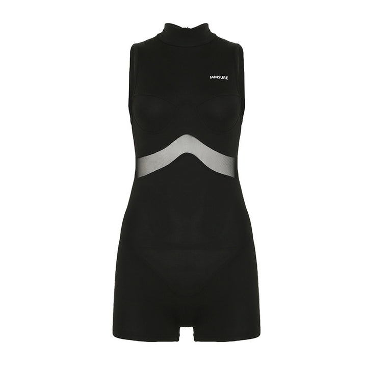 Damen Sportlicher Body mit hohem Kragen und innovativen Kompressionsdetails Drune