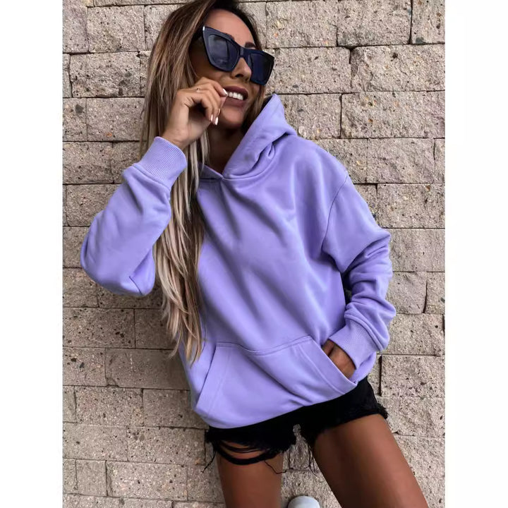 Damen Übergröße Fleece Pullover Hoodie Drune