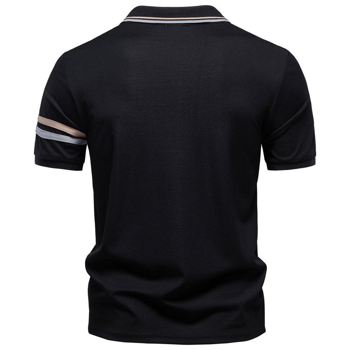 Herren nan atmungsaktives elastisches Poloshirt mit kurzem Reißverschluss und Kontraststreifen an Ärmeln Drune