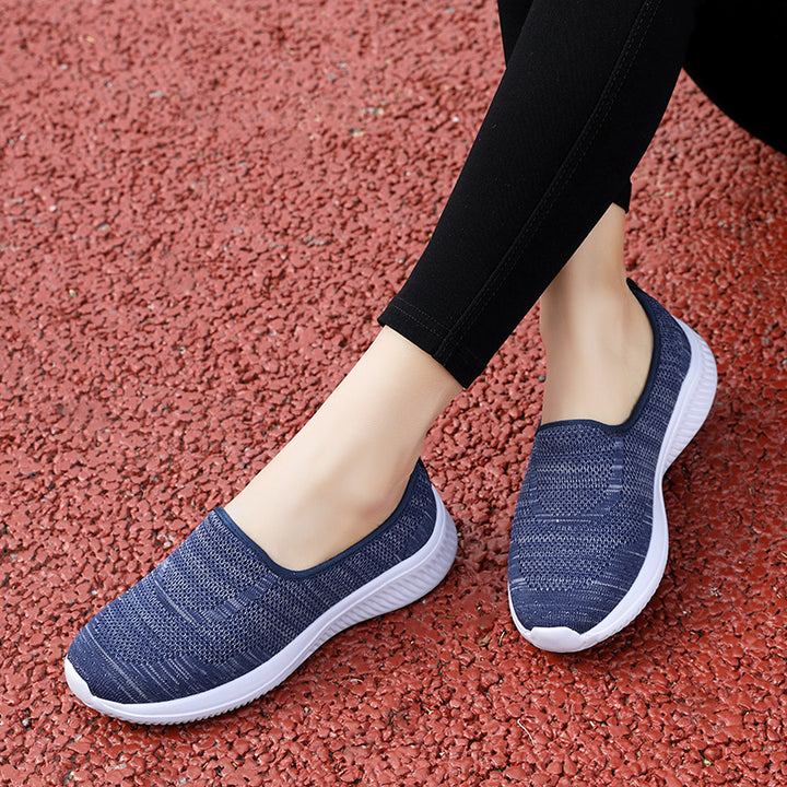 Damen nan leichte Slipper-Walkingschuhe mit atmungsaktivem gestricktem Obermaterial Drune