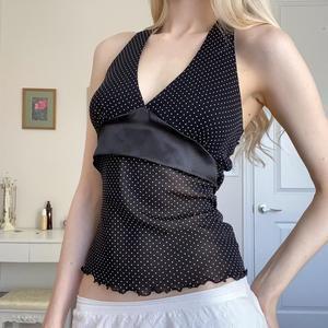 Damen Verspieltes Spaghetti-Trägertop mit transparenten Akzenten und Punkten Drune