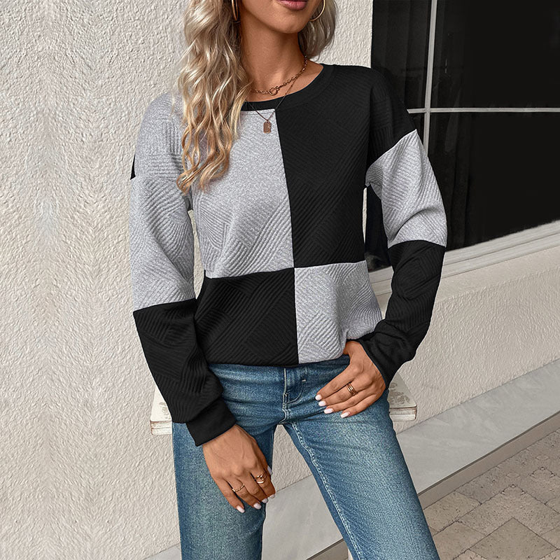 Damen lässiges Sweatshirt mit geometrischem Muster und trendigem Schnitt Drune