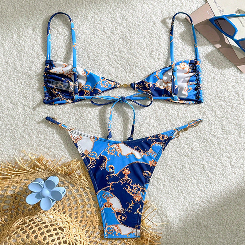 Damen Triangel-Bikini mit dekorativen Schmuckdetails Drune