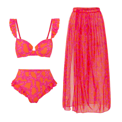Damen Bikini-Set mit raffinierten Rüschen und elegantem Wickelrock Drune