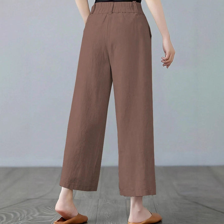 Damen Weite Leinenhose mit elastischem Bund und praktischen Seitentaschen Drune