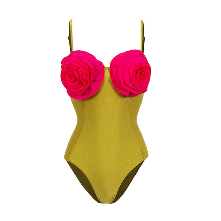 Damen Badeanzug-Set mit verspielten Blumendekorationen Drune