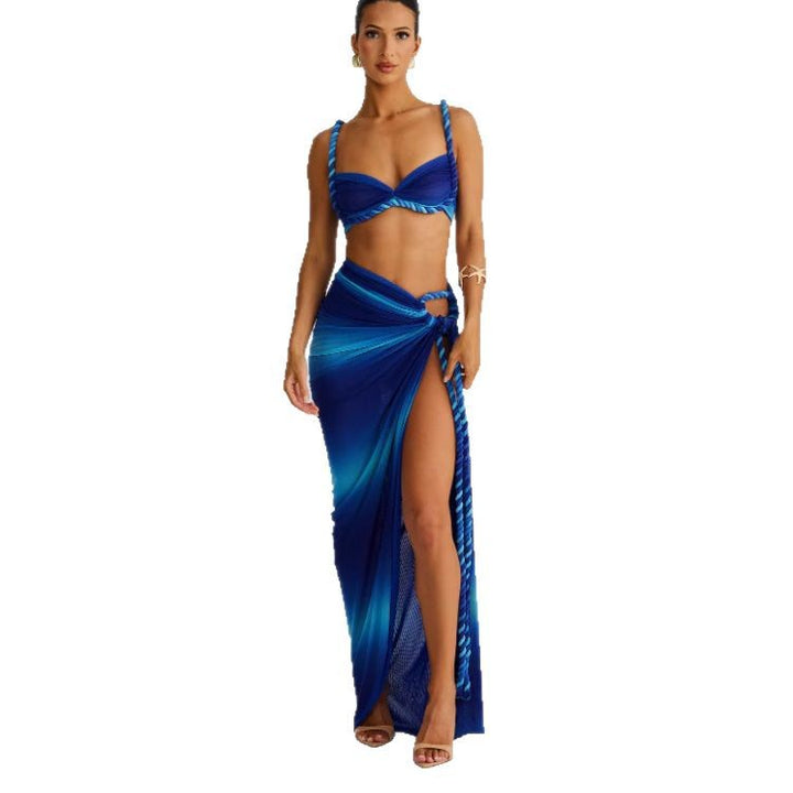 Damen Bikiniset mit elegantem Wickeltuch und kunstvollen Schnürdetails Drune