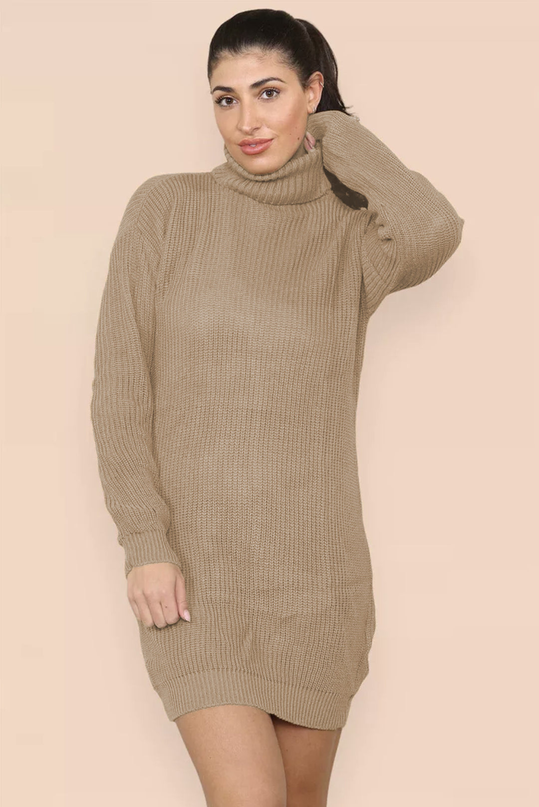 Damen Strickkleid mit hohem Rollkragen und lässigem Schnitt Drune