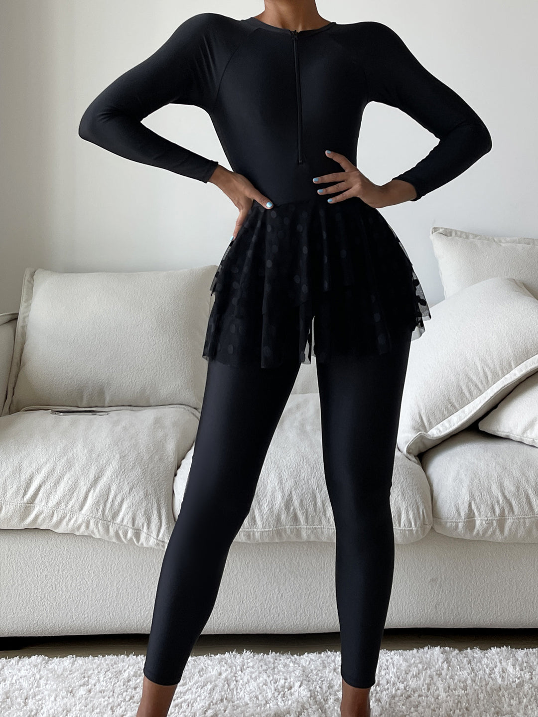 Damen Sportlicher Schwimmanzug mit schwingendem Rock Drune