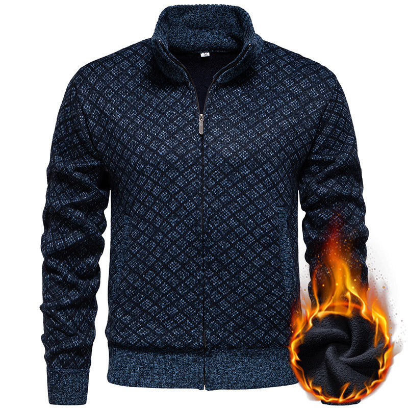 Herren Strickjacke im modernen Rautenmuster mit durchgehendem Reißverschluss Drune