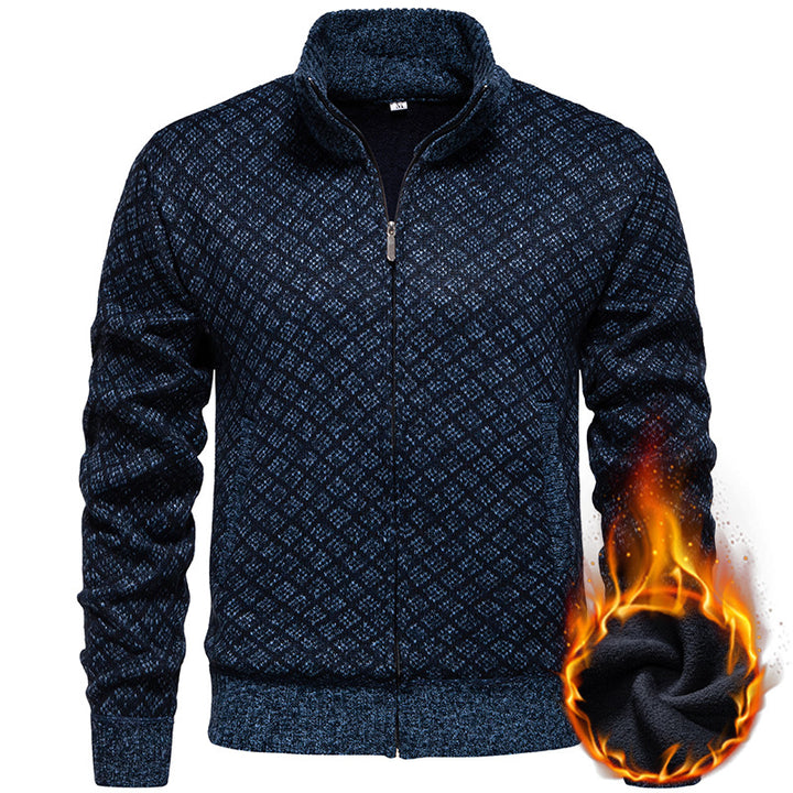 Herren Strickjacke im modernen Rautenmuster mit durchgehendem Reißverschluss Drune