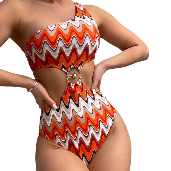 Damen Designer Badeanzug mit asymmetrischem Schnitt und sexy Cut-Outs Drune