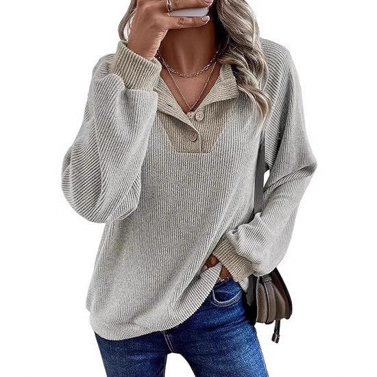 Damen lässiger Pullover mit modischem Kragen Drune