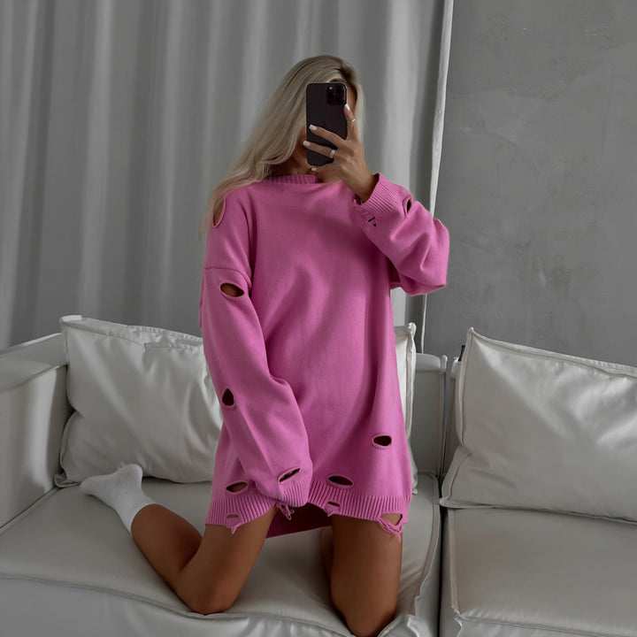 Damen Oversized Sweatshirt mit stylischen Riss-Details und weitem Schnitt Drune