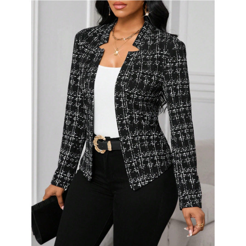 Damen elegante Tweedjacke mit figurbetontem Schnitt Drune