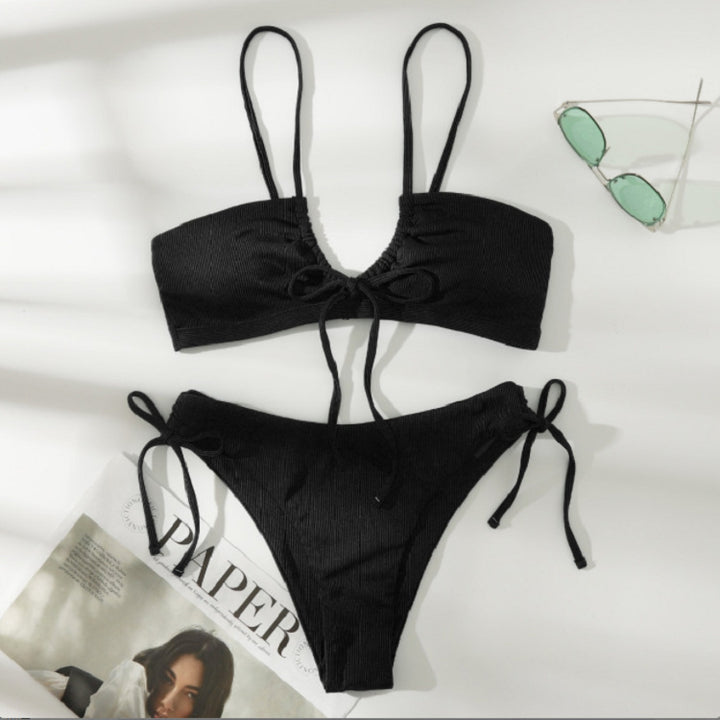 Damen Bikini-Set mit raffiniertem Wickeldetail und verstellbaren Trägern Drune