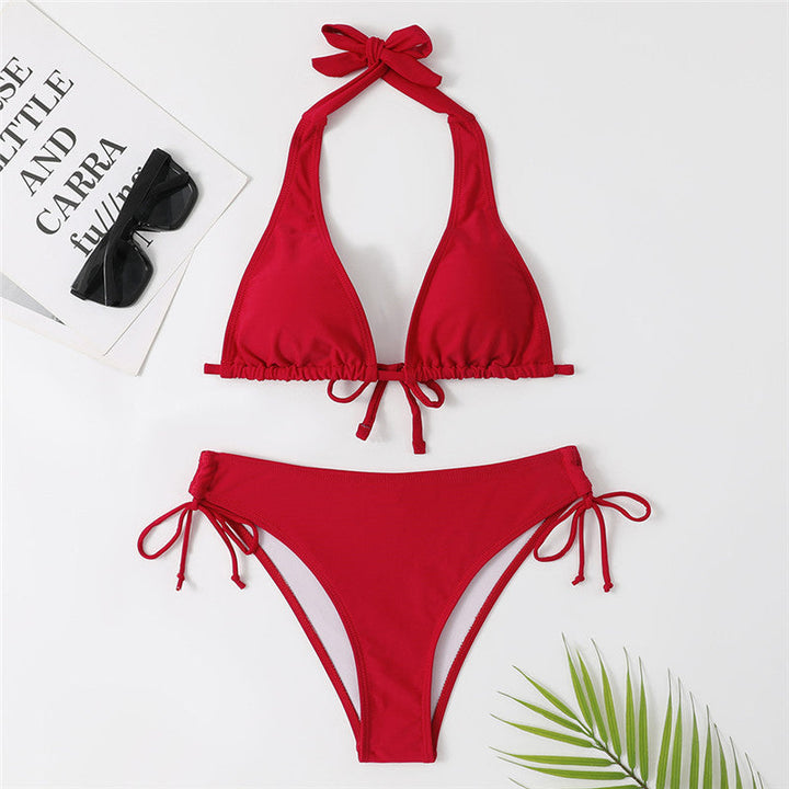 Damen Triangel-Bikini mit verstellbaren Trägern und seitlichem Bindeband Drune
