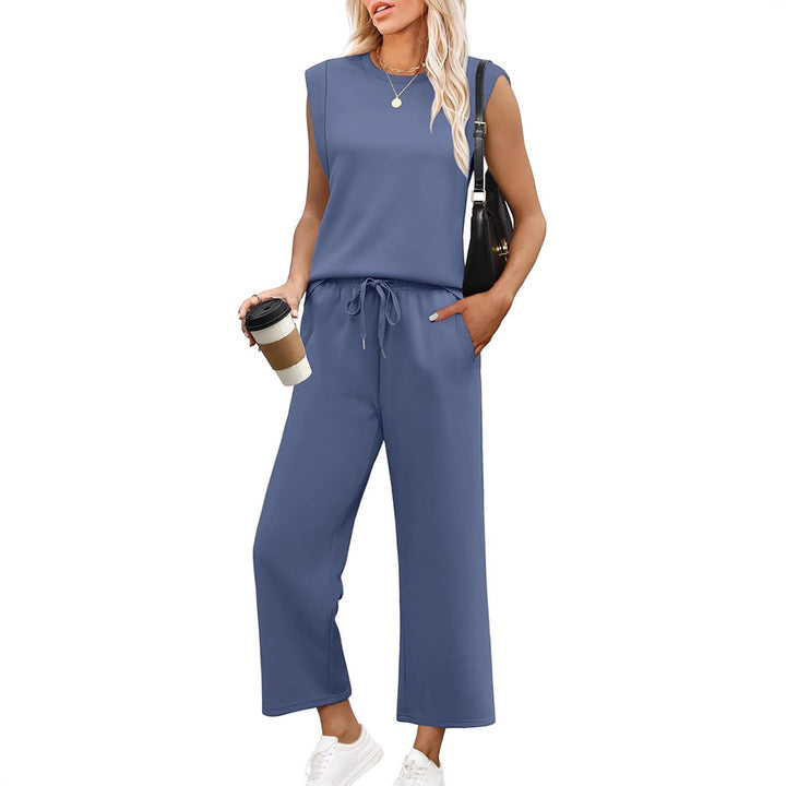 Damen Relaxed Fit Jumpsuit mit verkürzten Ärmeln und bequemem Bund Drune