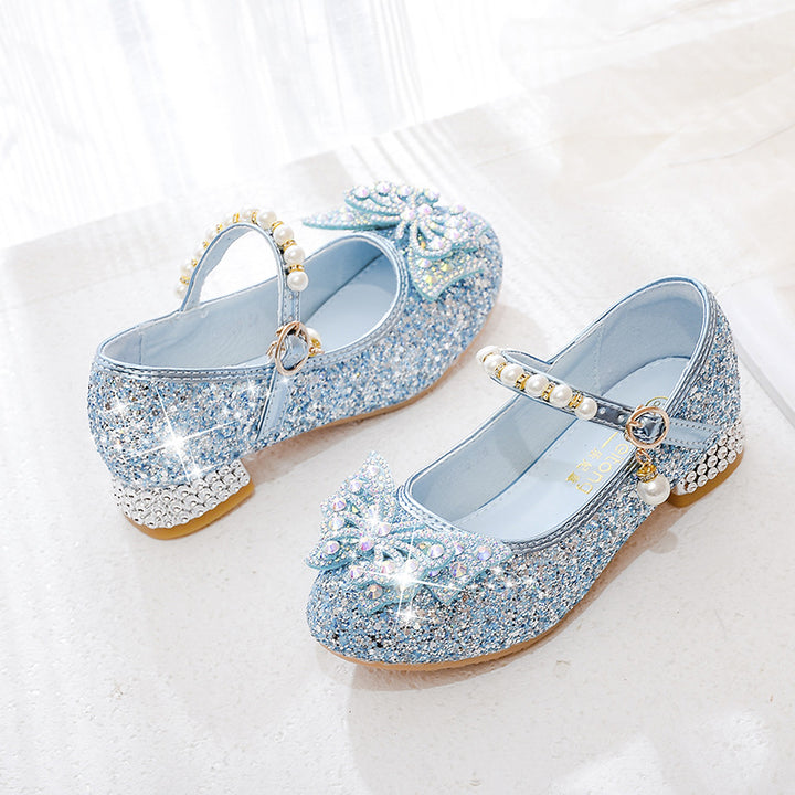Mädchen Glitzernde Ballerinas mit dekorativen Strass- und Perlenschleifen Drune