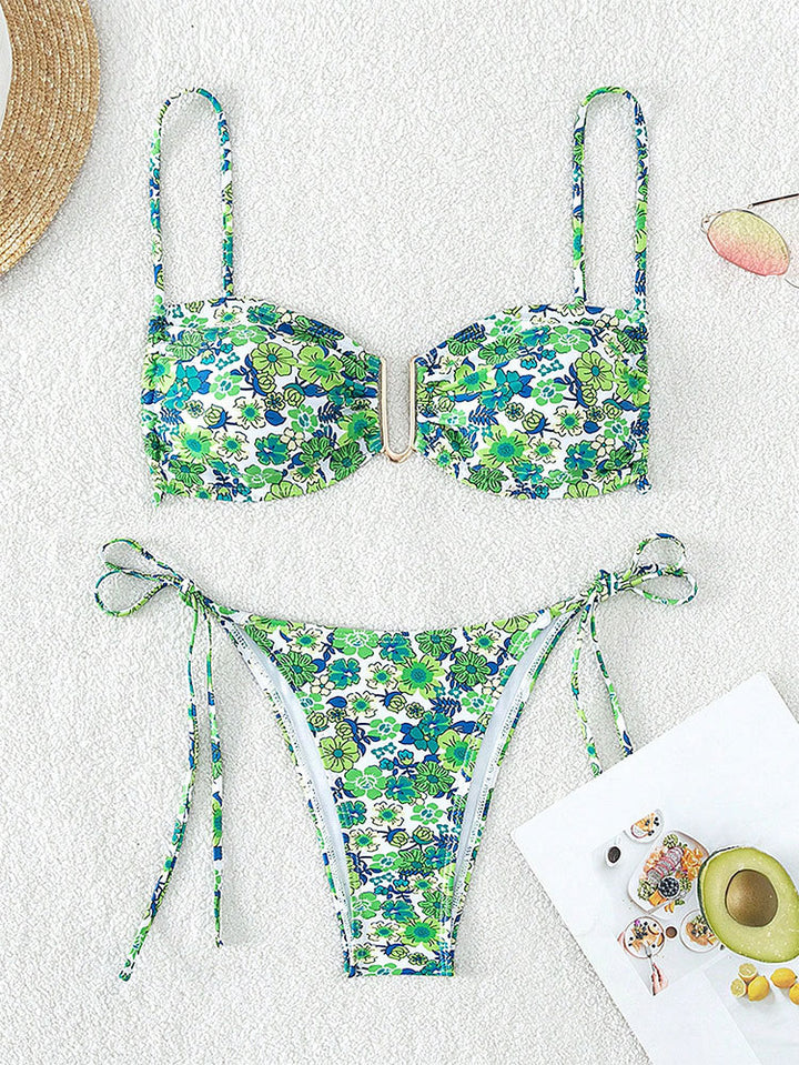 Damen Floral Push-Up-Bikini mit verstellbaren Trätern Drune