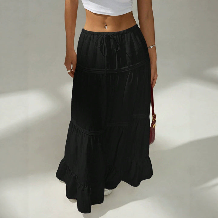 Damen Maxirock mit elegantem Volantdesign und elastischem Bund Drune