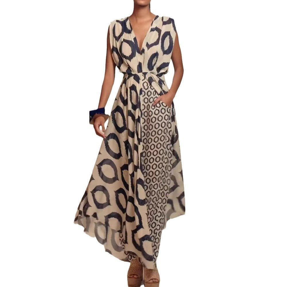 Damen Maxikleid mit raffiniertem Wickeldesign und Taschen Drune