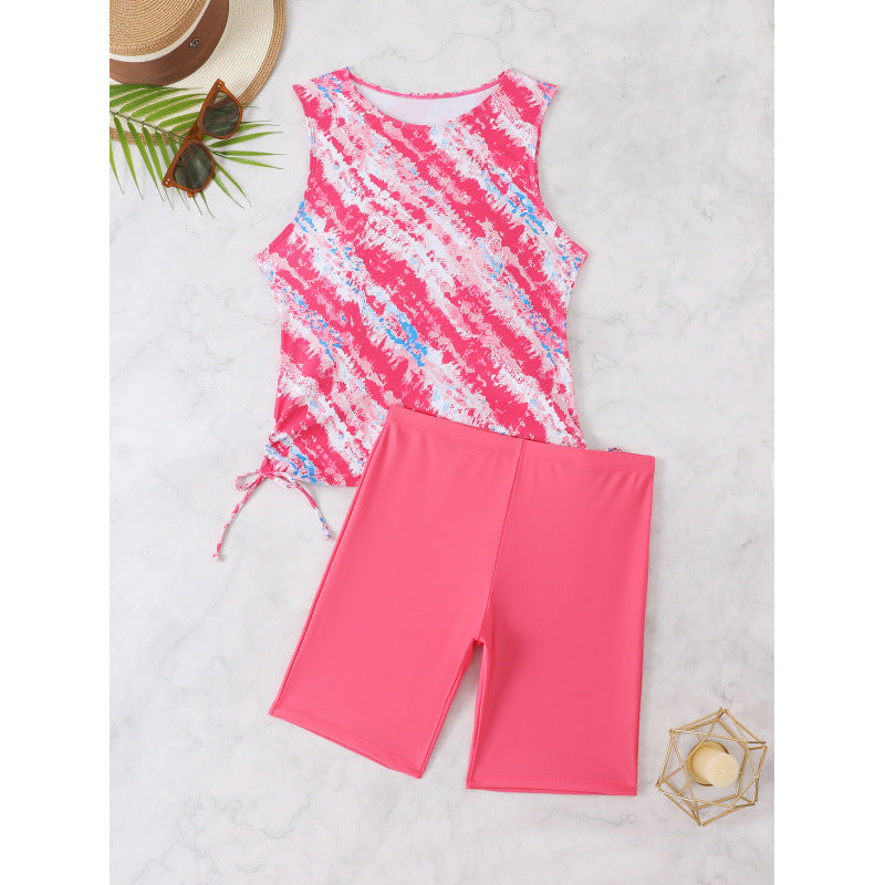 Damen Tankini-Set mit modischem Raffung und sportlicher Shorts Drune