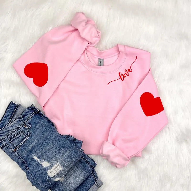 Damen Sweatshirt mit Herzen-Design und lässigem Schnitt Drune