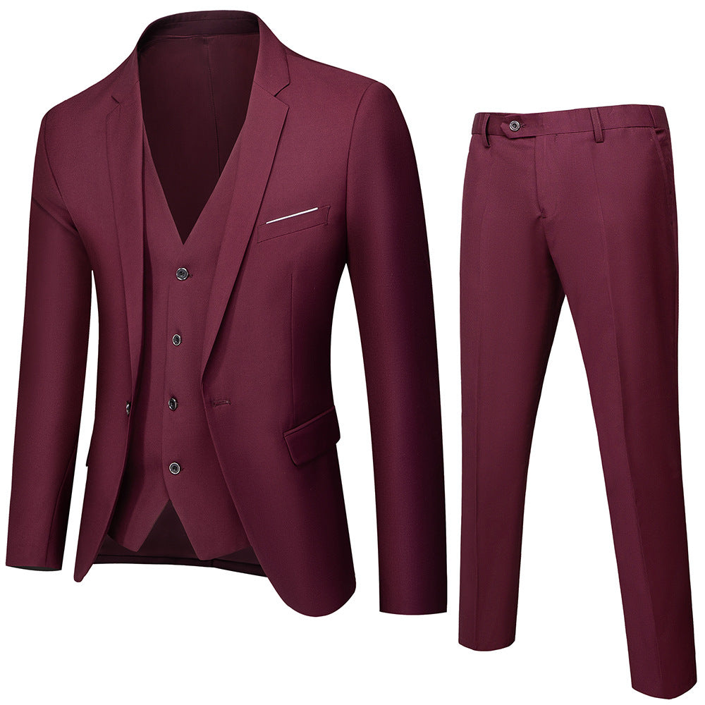Herren nan dreiteiliges Business-Anzugset mit tailliertem Einreiher-Sakko, schmal geschnittener Weste und elegant geschnittener Anzughose Drune