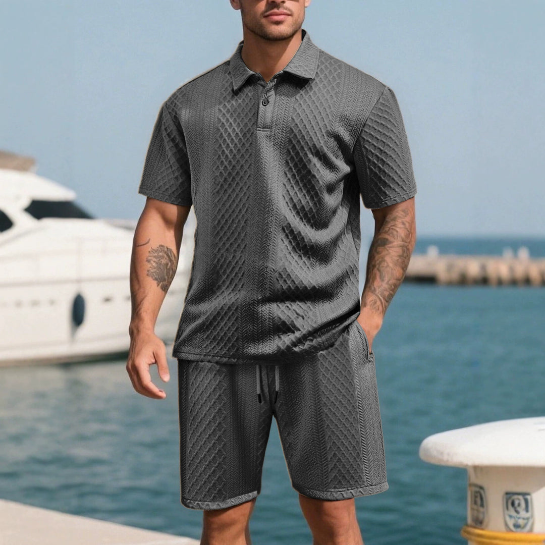 Herren nan strukturierte Lounge-Shorts mit Elastikbund Tunnelzug und seitlichen Eingrifftaschen Drune