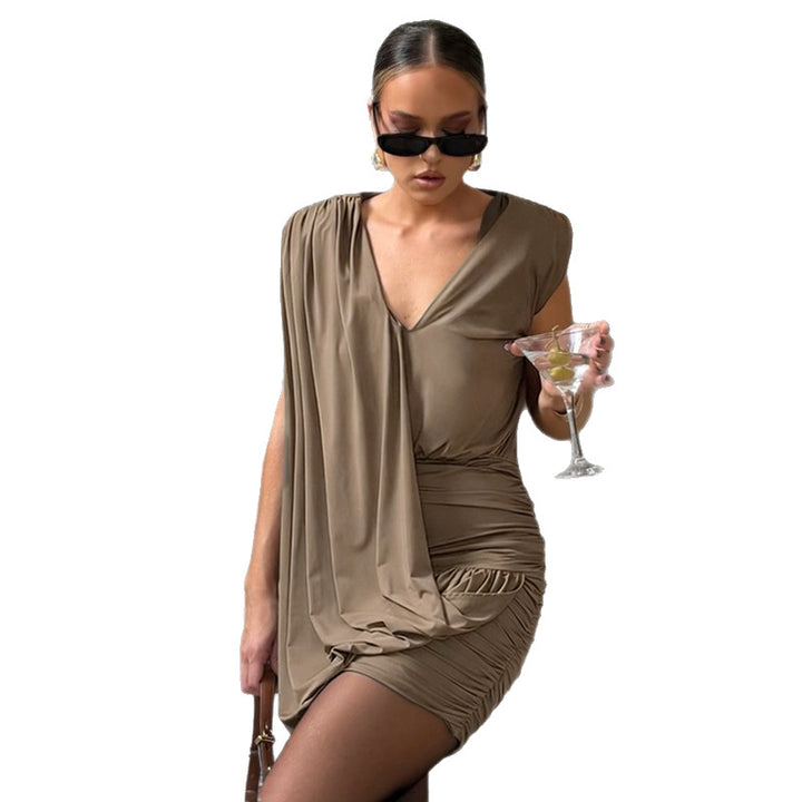 Damen Wickelkleid mit fließendem Schnitt und eleganter Drapierung Drune
