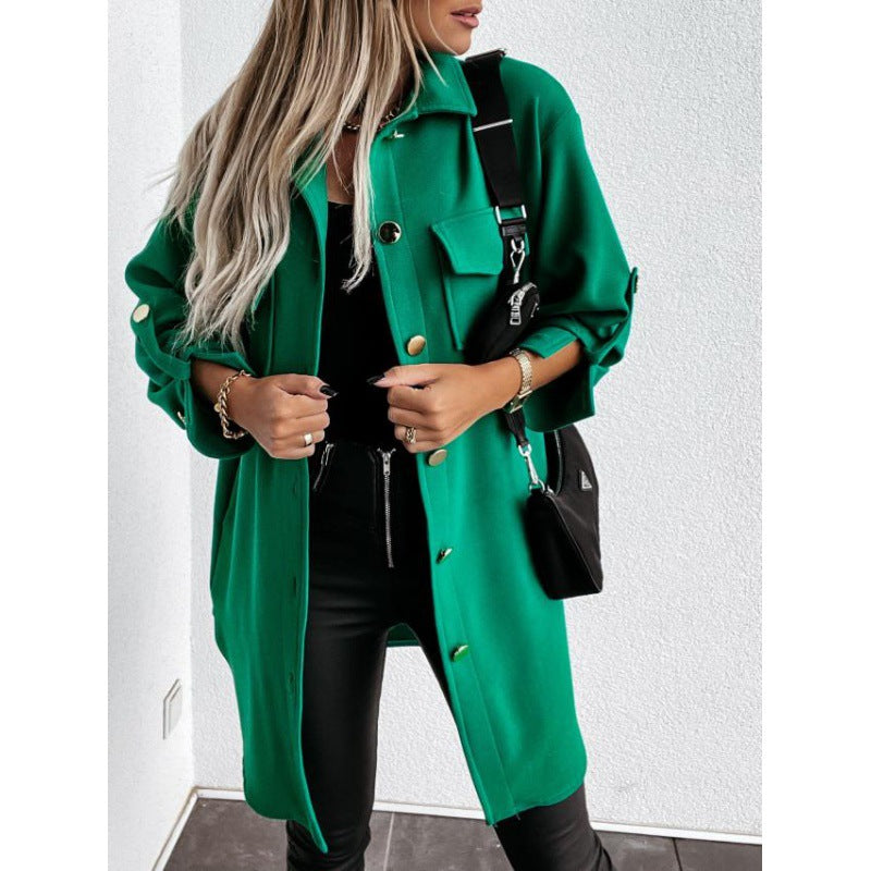 Damen Utility Jacke mit Knopfverschluss und Taschen Drune