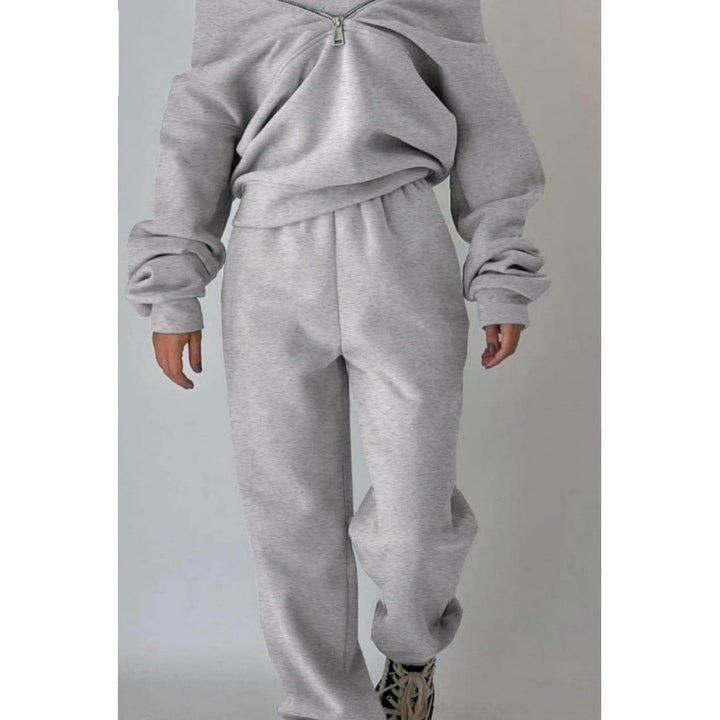 Damen lässiger Zip-Pullover mit hohem Kragen Drune