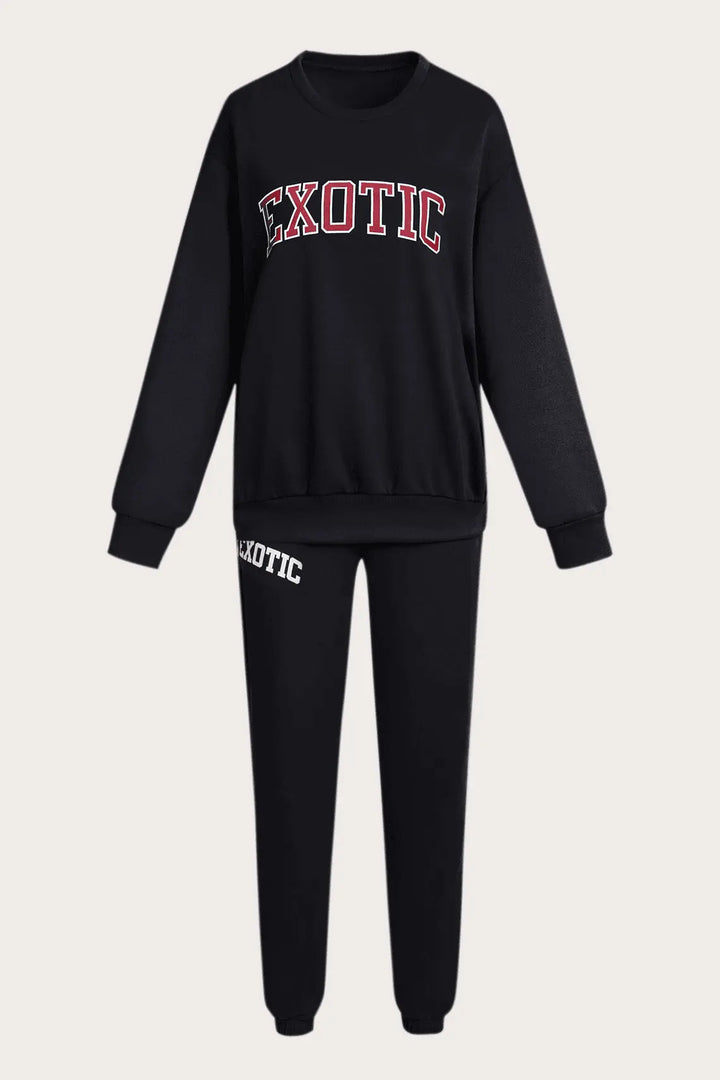 Damen Sportliches Sweatshirt und Jogginghose Set Drune
