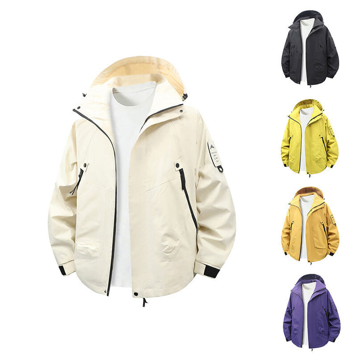 Herren funktionale Outdoor-Jacke mit verstellbarem Kapuzenbereich und zahlreichen Taschen Drune