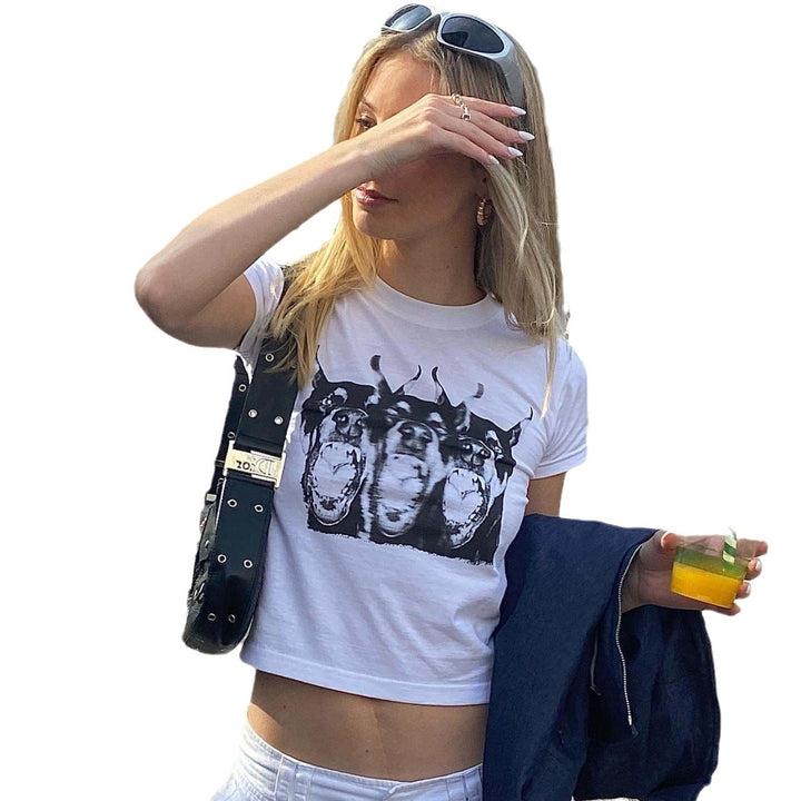 Damen Grafik T-Shirt mit kreativen Druck Drune
