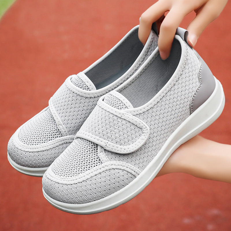 Damen Bequeme Slip-On Sportschuhe mit elastischem Klettverschluss und atmungsaktivem Mesh-Obermaterial Drune