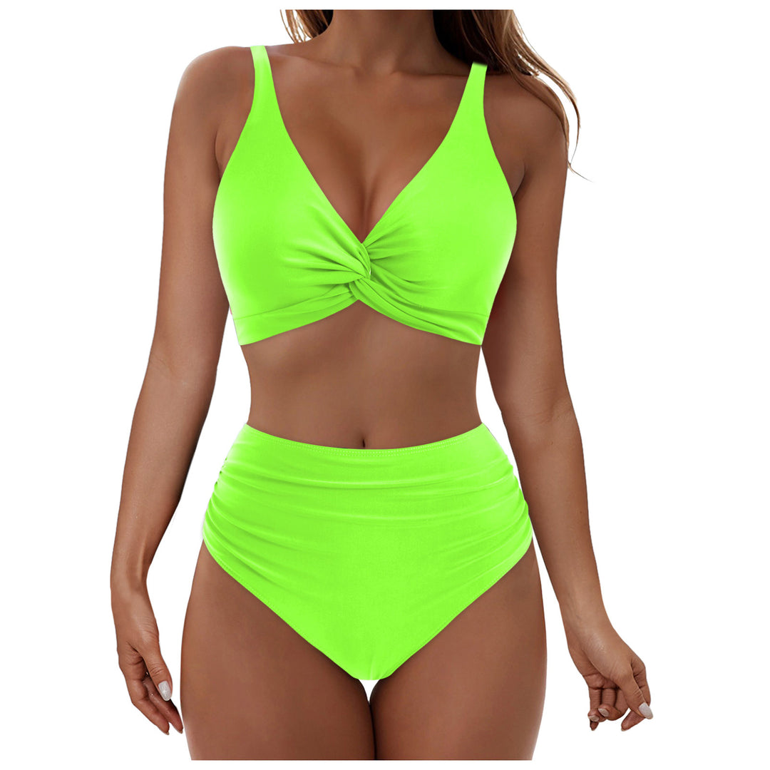 Damen Hochtailliertes Bikini-Set mit elegantem Wickeloberteil Drune